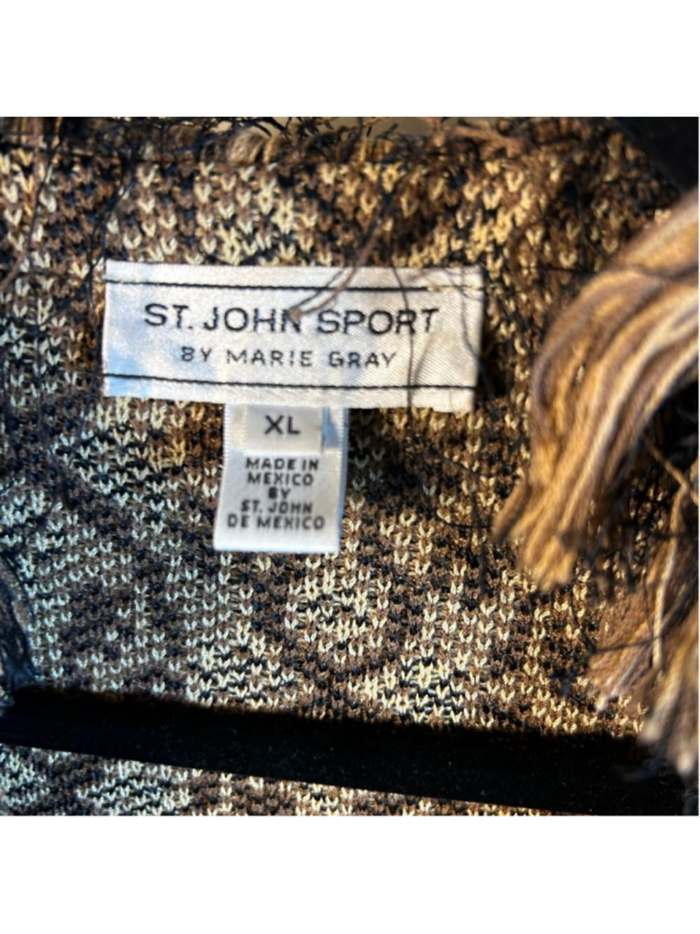 St. John Sport Vintage Print Cardigan with Fringe XL - Picture 10 of 10